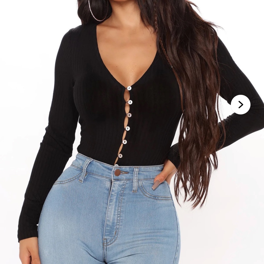 Fashion Nova Black Button-Down Shirt